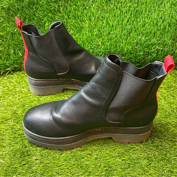 MIA Black and Red Chelsea Boots with Chunky Sole - Picture 3 of 6